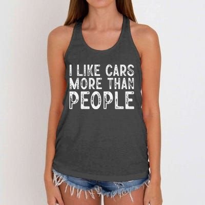 I Like Cars More Than People Funny Car Lover Women's Knotted Racerback Tank