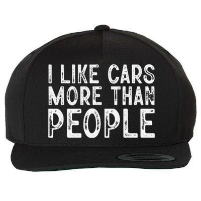 I Like Cars More Than People Funny Car Lover Wool Snapback Cap