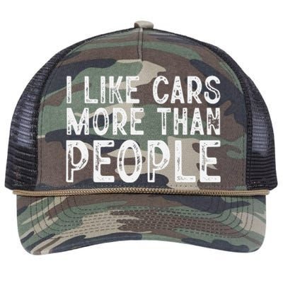 I Like Cars More Than People Funny Car Lover Retro Rope Trucker Hat Cap