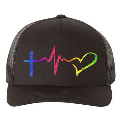 Inspirational Love Christian Heartbeat Scripture Yupoong Adult 5-Panel Trucker Hat