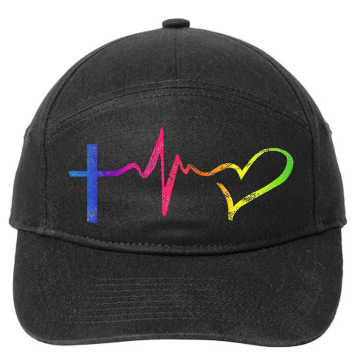 Inspirational Love Christian Heartbeat Scripture 7-Panel Snapback Hat