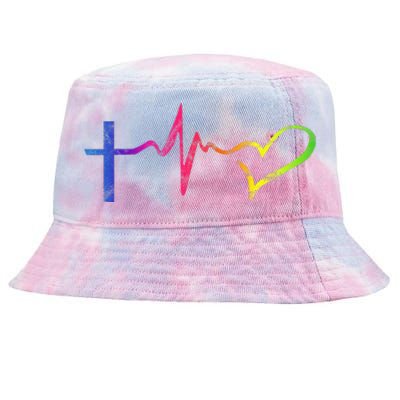 Inspirational Love Christian Heartbeat Scripture Tie-Dyed Bucket Hat