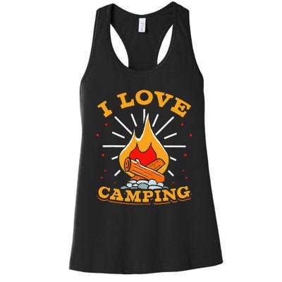 I Love Camping Lover Camp Campsite Camper Women's Racerback Tank