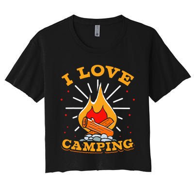 I Love Camping Lover Camp Campsite Camper Women's Crop Top Tee