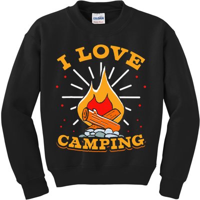 I Love Camping Lover Camp Campsite Camper Kids Sweatshirt