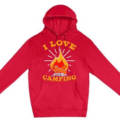 I Love Camping Lover Camp Campsite Camper Premium Pullover Hoodie