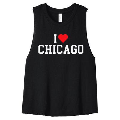 I Love Chicago Illinois Throwback Design Classic Women's Racerback Cropped Tank