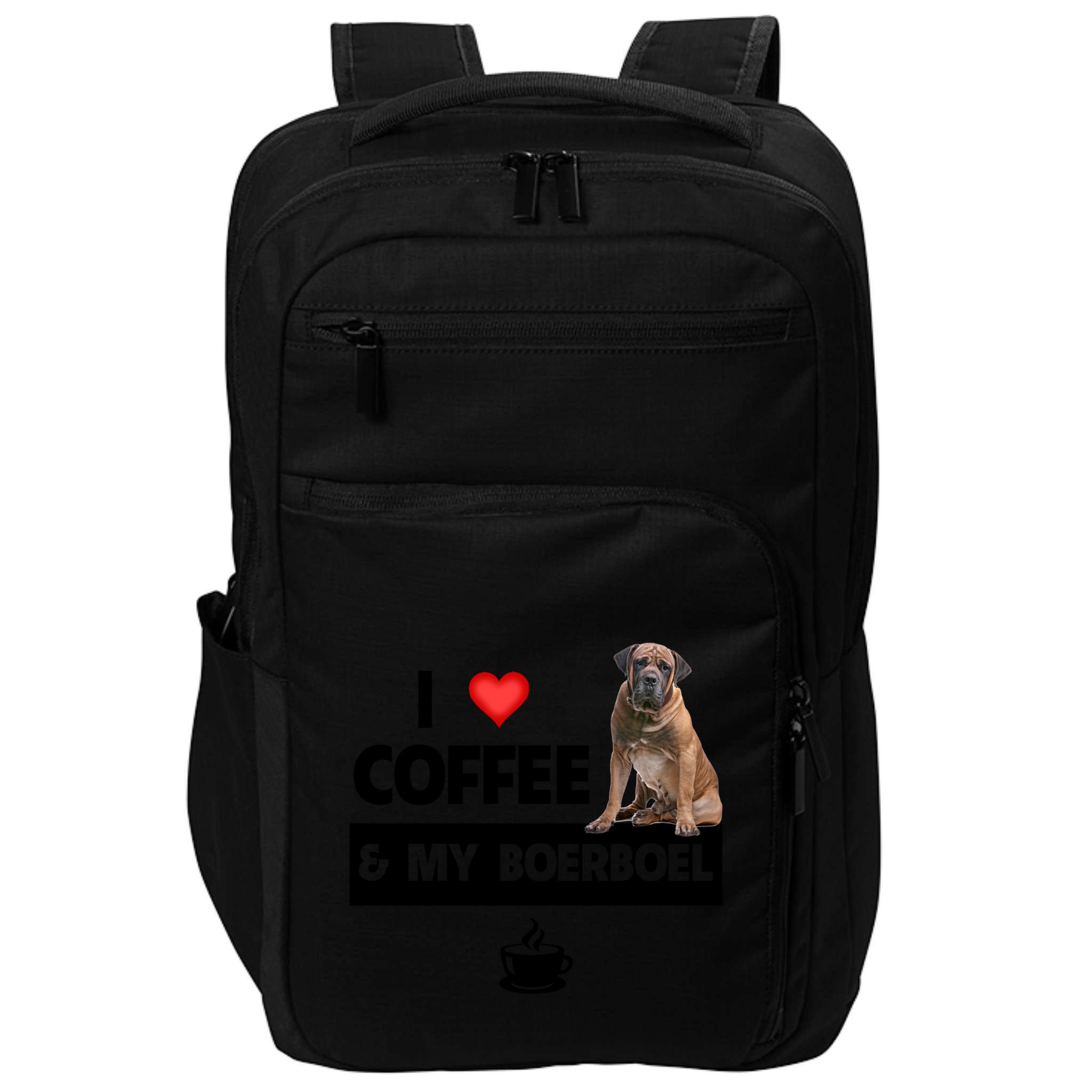 I Love Coffee And My Boerboel Hunting Dog Mom Dad Caffeine Great Gift Impact Tech Backpack