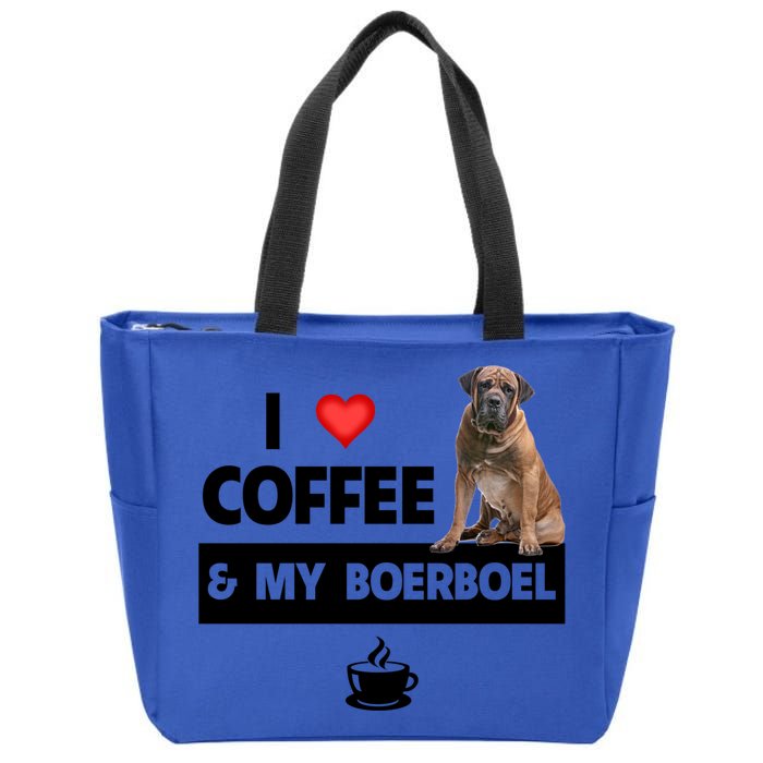 I Love Coffee And My Boerboel Hunting Dog Mom Dad Caffeine Great Gift Zip Tote Bag