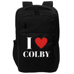 I Love Colby Heart Family Lover Impact Tech Backpack