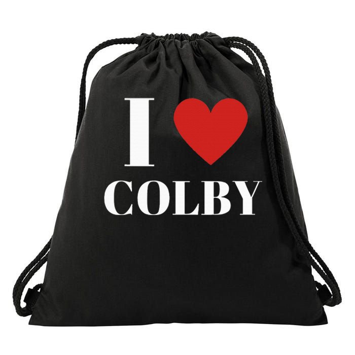 I Love Colby Heart Family Lover Drawstring Bag