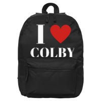 I Love Colby Heart Family Lover 16 in Basic Backpack