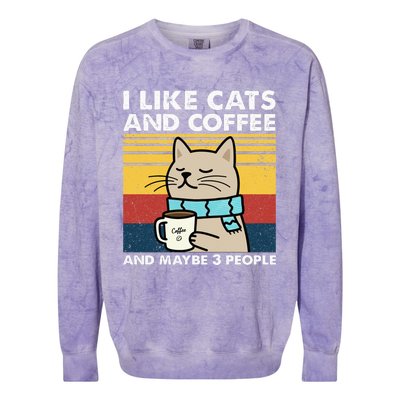 I Like Cats And Coffee And Maybe 3 People Retro Coffee Lover Colorblast Crewneck Sweatshirt