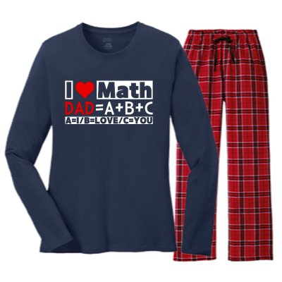 I Love Cool Math My Daddy Dad Funny Math Lover FatherS Day Women's Long Sleeve Flannel Pajama Set 