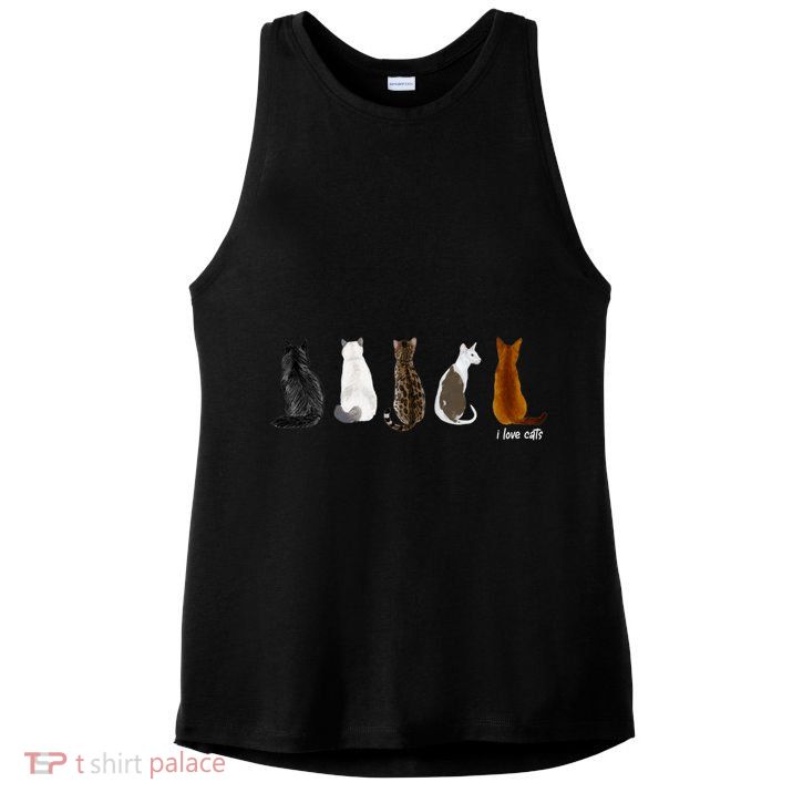 I Love Cats For Cat Lovers Cool Gift Ladies PosiCharge Tri-Blend Wicking Tank