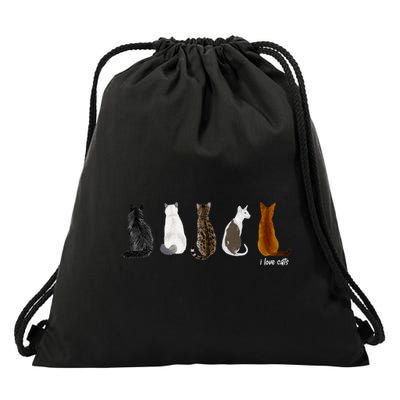 I Love Cats For Cat Lovers Cool Gift Drawstring Bag