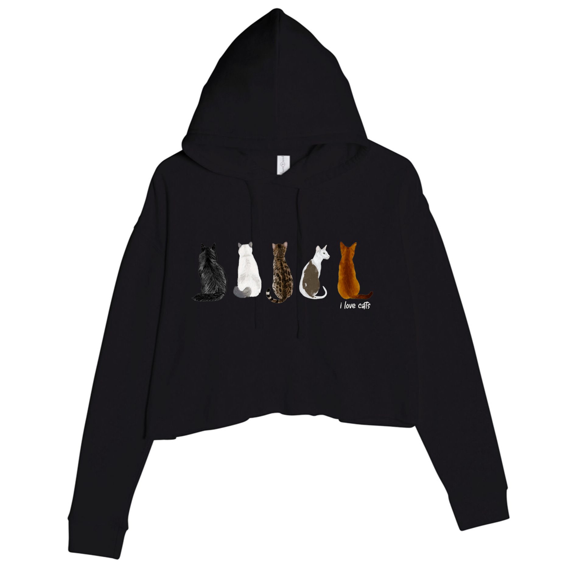 I Love Cats For Cat Lovers Cool Gift Crop Fleece Hoodie