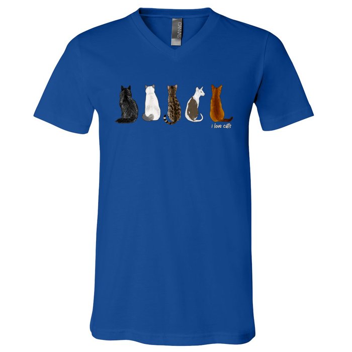 I Love Cats For Cat Lovers Cool Gift V-Neck T-Shirt