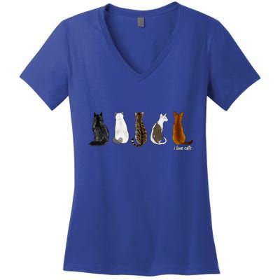 I Love Cats For Cat Lovers Cool Gift Women's V-Neck T-Shirt