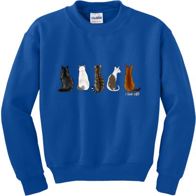 I Love Cats For Cat Lovers Cool Gift Kids Sweatshirt