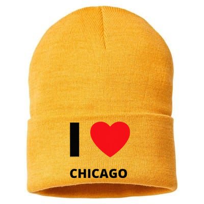 I Love Chicago Heart Illinois Love Fan Apparel Sustainable Knit Beanie