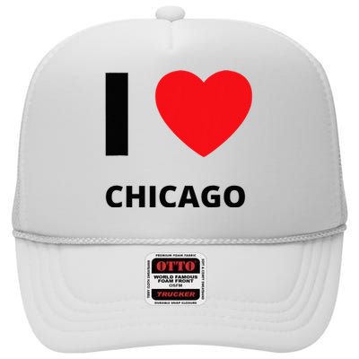 I Love Chicago Heart Illinois Love Fan Apparel High Crown Mesh Back Trucker Hat