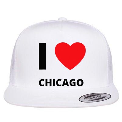 I Love Chicago Heart Illinois Love Fan Apparel Flat Bill Trucker Hat