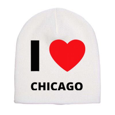 I Love Chicago Heart Illinois Love Fan Apparel Short Acrylic Beanie