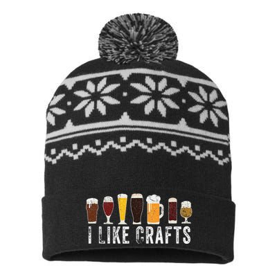 I Like Crafts Beer Brewer Home Brewing Making Drinking Dad USA-Made Snowflake Beanie