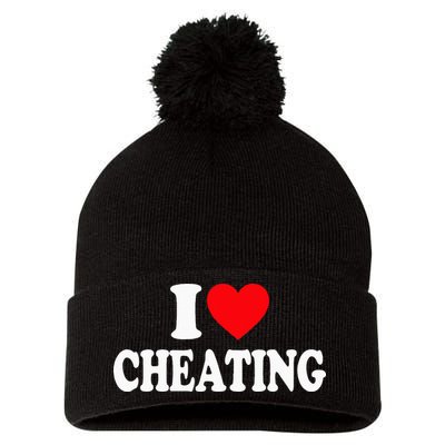 I Love Cheating I Heart Cheating Pom Pom 12in Knit Beanie