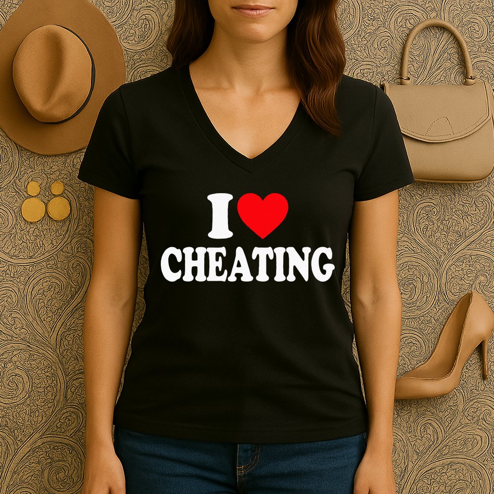 I Love Cheating I Heart Cheating Women's V-Neck T-Shirt
