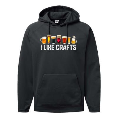 I Like Crafts Craft Beer Microbrew Hops Funny Performance Fleece Hoodie