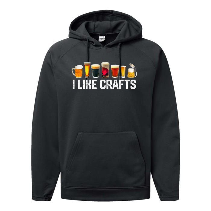 I Like Crafts Craft Beer Microbrew Hops Funny Performance Fleece Hoodie