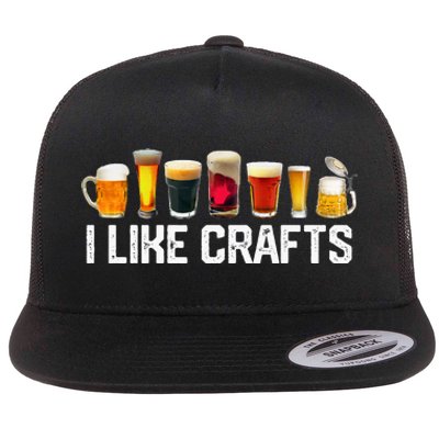 I Like Crafts Craft Beer Microbrew Hops Funny Flat Bill Trucker Hat