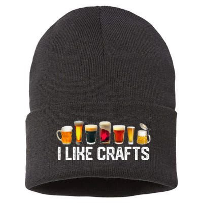 I Like Crafts Craft Beer Microbrew Hops Funny Sustainable Knit Beanie