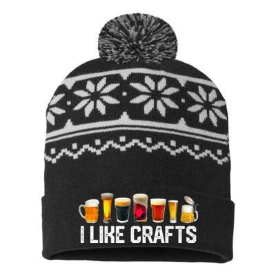 I Like Crafts Craft Beer Microbrew Hops Funny USA-Made Snowflake Beanie