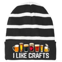 I Like Crafts Craft Beer Microbrew Hops Funny Striped Beanie with Solid Band