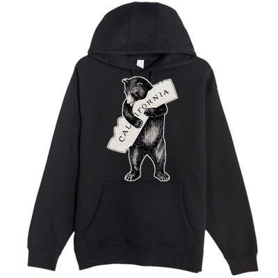 I Love California Artretro Vintage Cali Pride Bear Premium Pullover Hoodie