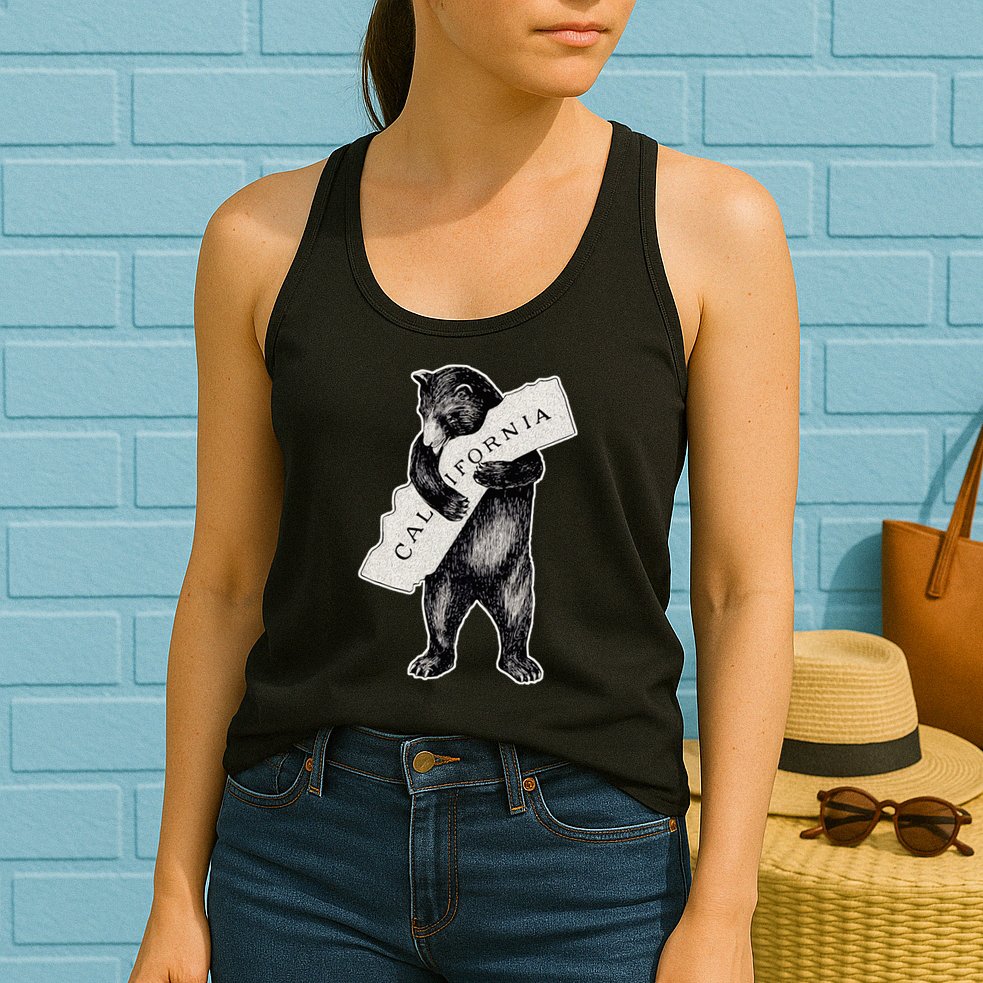I Love California Artretro Vintage Cali Pride Bear Womens Tank Top