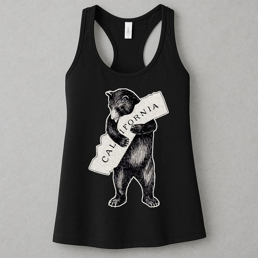 I Love California Artretro Vintage Cali Pride Bear Womens Tank Top