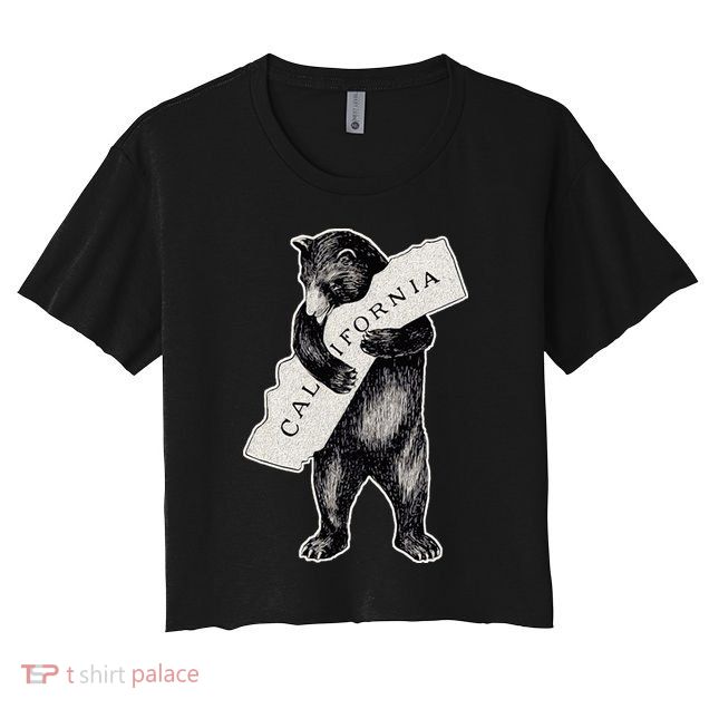 I Love California Artretro Vintage Cali Pride Bear Crop Top