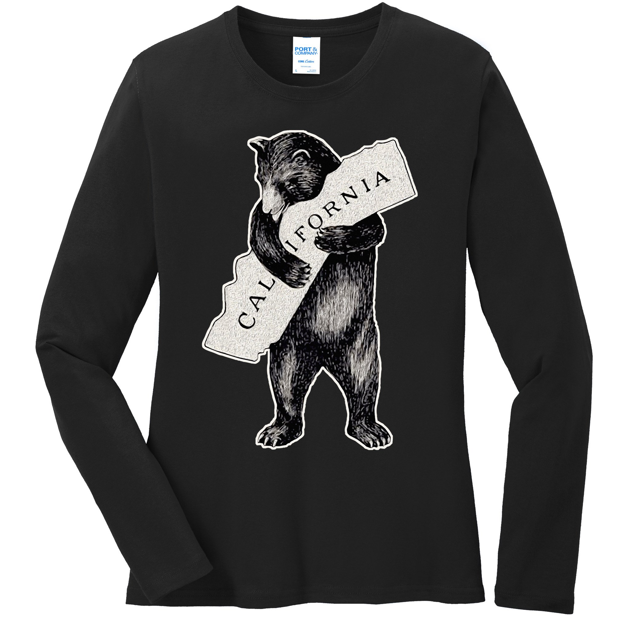 I Love California Artretro Vintage Cali Pride Bear Ladies Long Sleeve Shirt