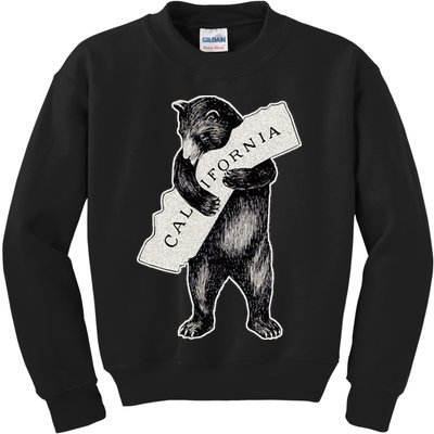I Love California Artretro Vintage Cali Pride Bear Kids Sweatshirt