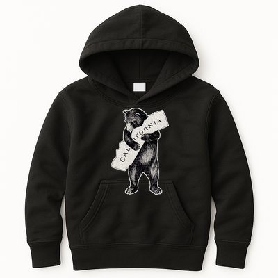 I Love California Artretro Vintage Cali Pride Bear Kids Hoodie