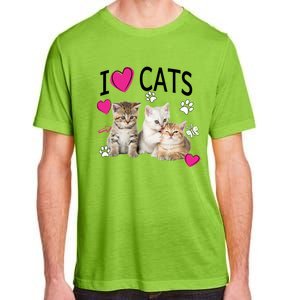 I Love Cats Gift Cat Lover Tee Gift I Love Kittens Gift Cool Gift Adult ChromaSoft Performance T-Shirt