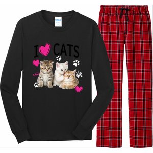 I Love Cats Gift Cat Lover Tee Gift I Love Kittens Gift Cool Gift Long Sleeve Pajama Set