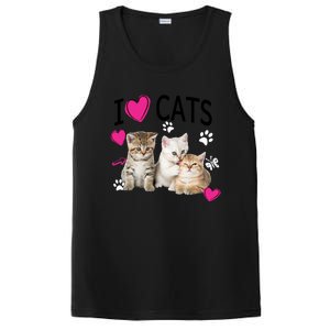 I Love Cats Gift Cat Lover Tee Gift I Love Kittens Gift Cool Gift PosiCharge Competitor Tank