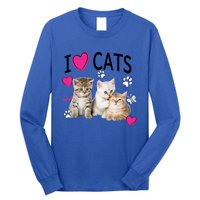 I Love Cats Gift Cat Lover Tee Gift I Love Kittens Gift Cool Gift Long Sleeve Shirt