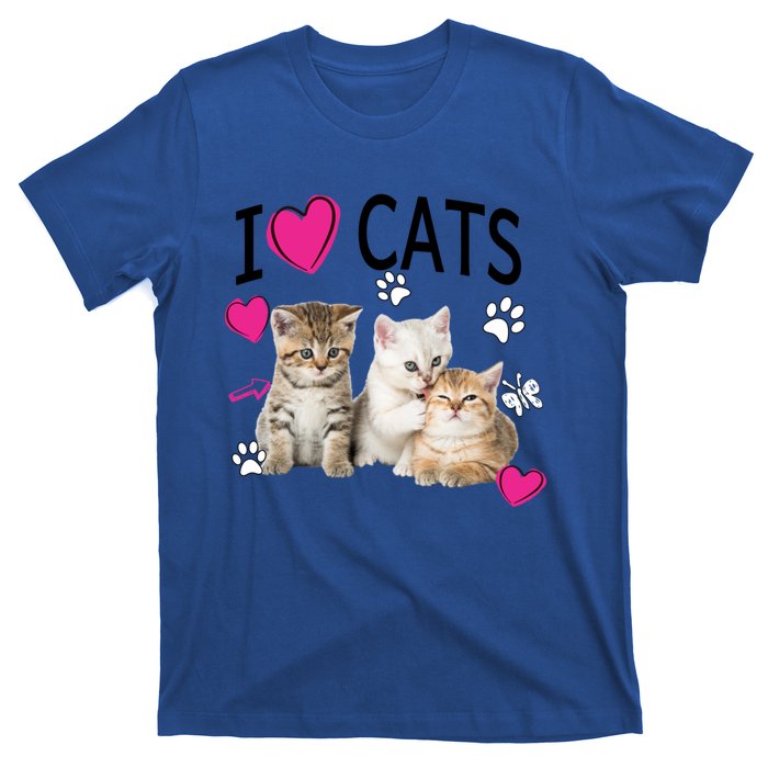 I Love Cats Gift Cat Lover Tee Gift I Love Kittens Gift Cool Gift T-Shirt