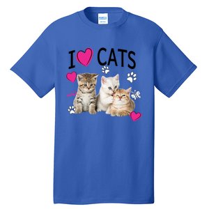 I Love Cats Gift Cat Lover Tee Gift I Love Kittens Gift Cool Gift Tall T-Shirt